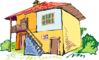 Yellow House With Deck Clip Art
